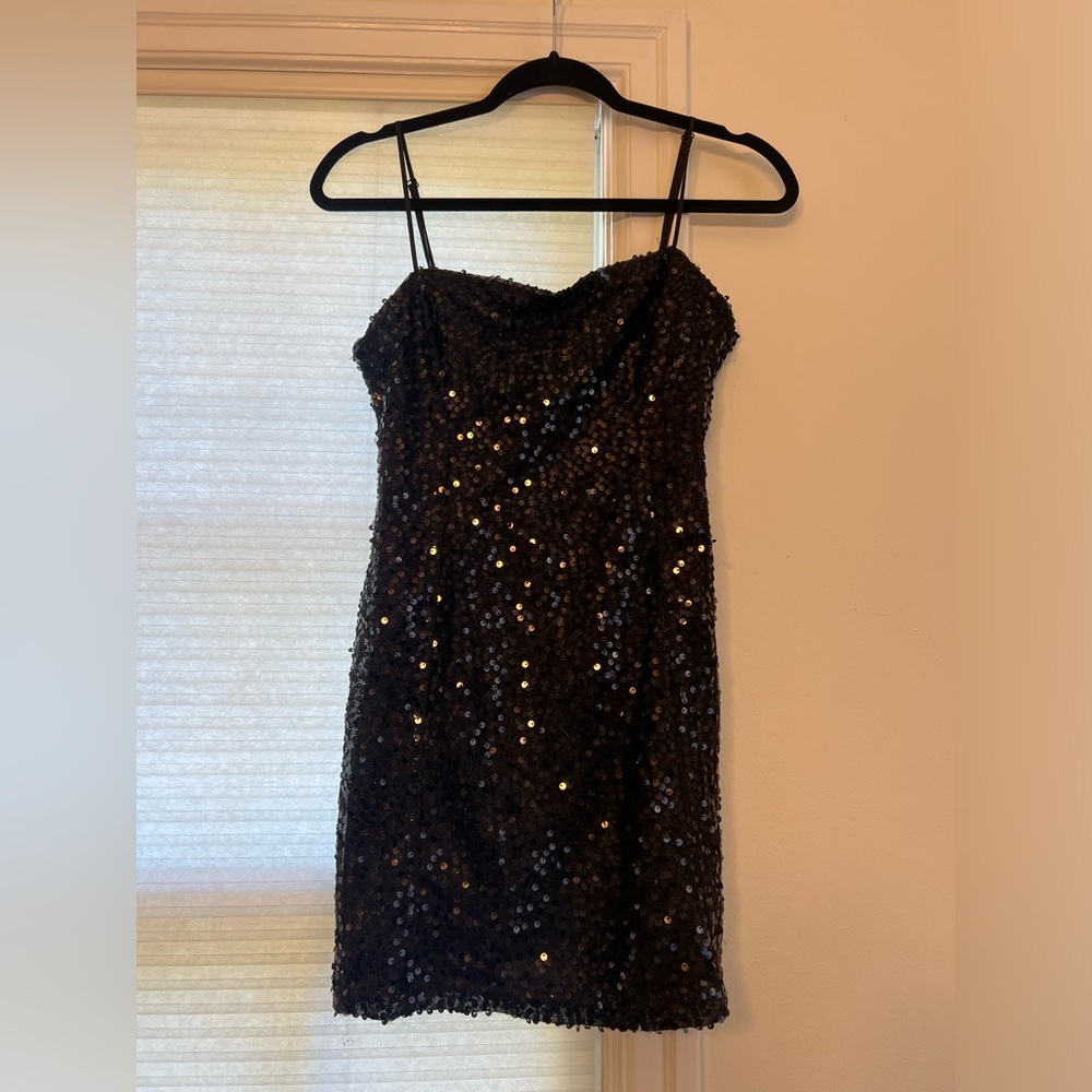 Black Sequin Mini Dress (urban outfitters)